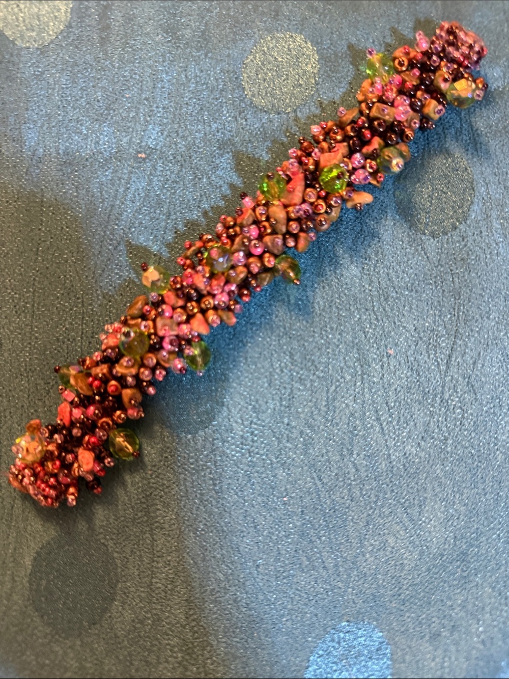 Beaded Pink and Green Floral Stretch Bracelet - Women Accessories
